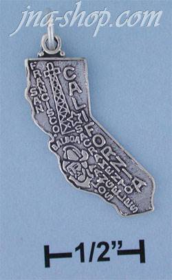 Sterling Silver CALIFORNIA STATE CHARM - Click Image to Close