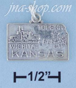 Sterling Silver KANSAS STATE CHARM - Click Image to Close