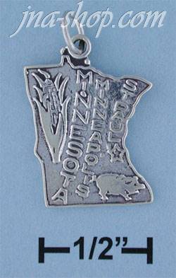 Sterling Silver MINNESOTA STATE CHARM - Click Image to Close
