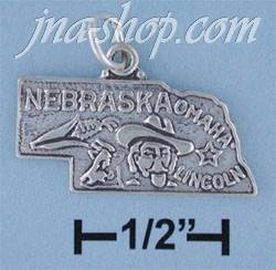 Sterling Silver NEBRASKA STATE CHARM - Click Image to Close