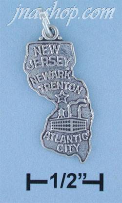 Sterling Silver NEW JERSEY STATE CHARM - Click Image to Close