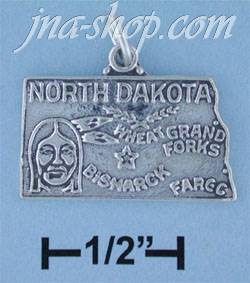 Sterling Silver NORTH DAKOTA STATE CHARM - Click Image to Close
