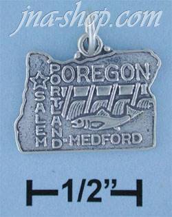 Sterling Silver OREGON STATE CHARM - Click Image to Close