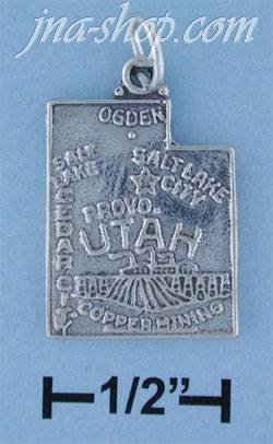 Sterling Silver UTAH STATE CHARM - Click Image to Close