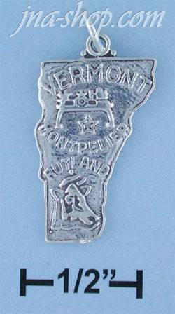 Sterling Silver VERMONT STATE CHARM - Click Image to Close