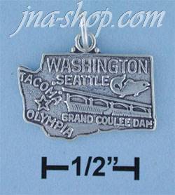 Sterling Silver WASHINGTON STATE CHARM - Click Image to Close
