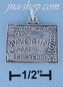 Sterling Silver WYOMING STATE CHARM - Click Image to Close