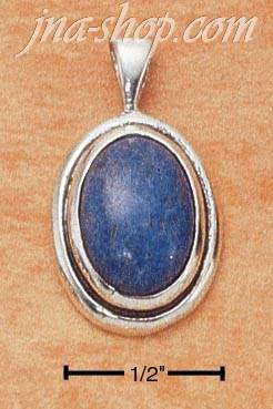 Sterling Silver OVAL DENIM LAPIS PENDANT W/ IN OVAL FRAME - Click Image to Close