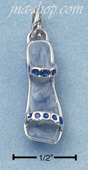 Sterling Silver ENAMEL 3D LIGHT BLUE & BRIGHT BLUE SUMMER SANDAL - Click Image to Close