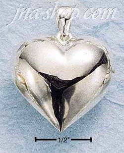 Sterling Silver LARGE HIGH POLISH PUFF HEART CHARM - Click Image to Close