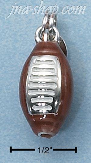 Sterling Silver ENAMEL 3D BROWN FOOTBALL WITH WHITE LACES CHARM - Click Image to Close