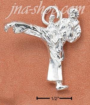 Sterling Silver LARGE KARATE KICK CHARM - Click Image to Close