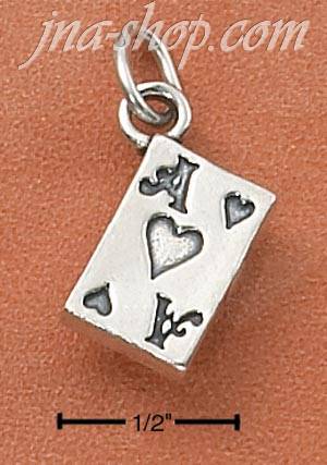 Sterling Silver 3-D ACE OF HEARTS CHARM - Click Image to Close