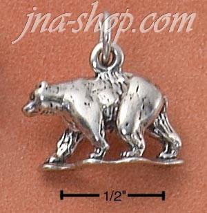 Sterling Silver ANTIQUED 3D WALKING BEAR CHARM - Click Image to Close