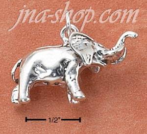 Sterling Silver HIGH POLISH ELEGANT AFRICAN ELEPHANT CHARM - Click Image to Close