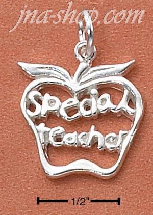 Sterling Silver "SPECIAL TEACHER" APPLE CHARM - Click Image to Close