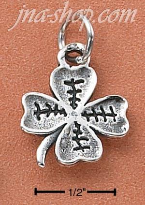 Sterling Silver FOUR LEAF LUCKY CLOVER WITH ETCHING CHARM - Click Image to Close