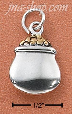 Sterling Silver TWO-TONE POT OF GOLD CHARM - Click Image to Close