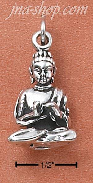 Sterling Silver ANTIQUED YOUNG LOTUS BUDDHA CHARM - Click Image to Close