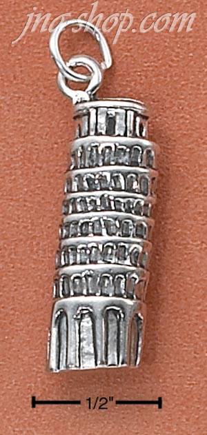 Sterling Silver LEANING TOWER OF PISA CHARM (HOLLOW BACK) - Click Image to Close