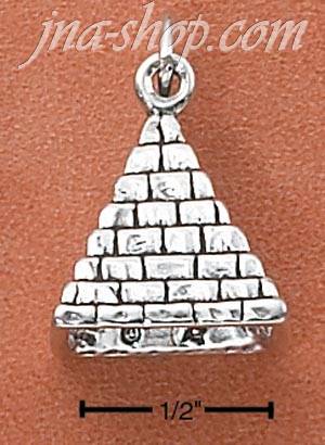 Sterling Silver ANTIQUED 3-D PYRAMID CHARM - Click Image to Close
