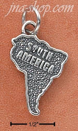 Sterling Silver "SOUTH AMERICA" MAP CHARM - Click Image to Close