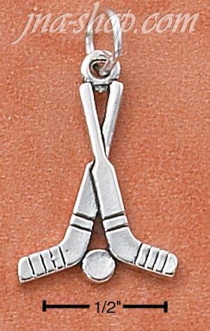 Sterling Silver HOCKEY STICKS AND PUCK CHARM - Click Image to Close