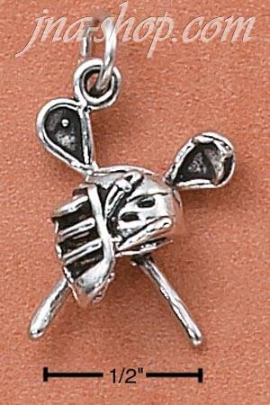 Sterling Silver LACROSSE STICKS AND MASK CHARM - Click Image to Close