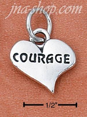 Sterling Silver "COURAGE" HEART CHARM - Click Image to Close