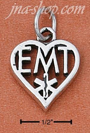 Sterling Silver "EMT" HEART CHARM - Click Image to Close