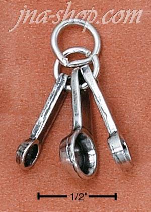 Sterling Silver THREE MEASURING SPOONS CHARM - Click Image to Close