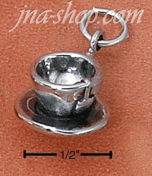 Sterling Silver CUP AND SAUCER CHARM - Click Image to Close