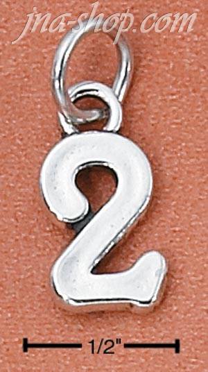 Sterling Silver "2" TWO CHARM - Click Image to Close