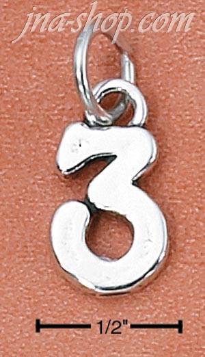 Sterling Silver "3" THREE CHARM - Click Image to Close