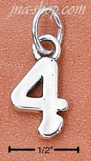 Sterling Silver "4" FOUR CHARM - Click Image to Close