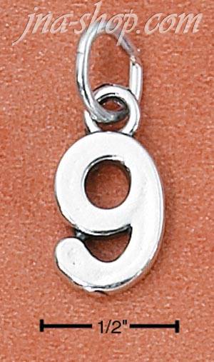 Sterling Silver "9" NINE CHARM - Click Image to Close