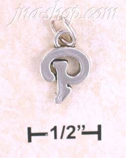 Sterling Silver "P" SCROLLED CHARM - Click Image to Close
