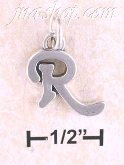 Sterling Silver "R" SCROLLED CHARM - Click Image to Close