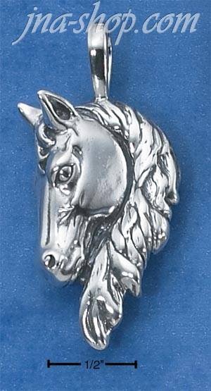 Sterling Silver LARGE ANTIQUED HORSE HEAD PENDANT - Click Image to Close
