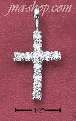 Sterling Silver SMALL PLAIN CZ CROSS - Click Image to Close