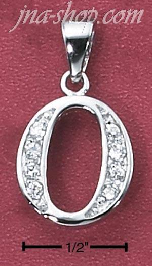 Sterling Silver HIGH POLISH & CZ NUMBER 0 CHARM (1/2" W/OUT BA - Click Image to Close