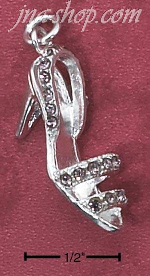 Sterling Silver PINK CZ HIGH HEEL SANDAL CHARM - Click Image to Close
