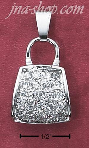 Sterling Silver CZ PURSE CHARM - Click Image to Close
