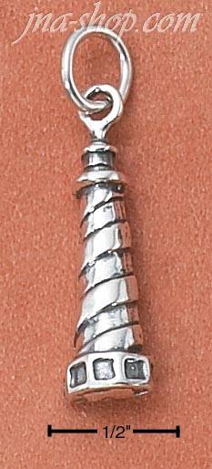 Sterling Silver SPIRAL DESIGN LIGHTHOUSE CHARM - Click Image to Close