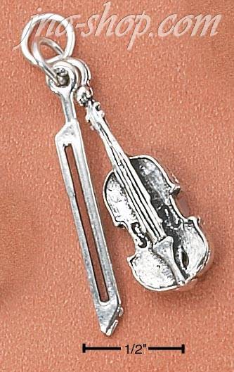 Sterling Silver VIOLIN/CELLO AND BOW CHARM - Click Image to Close