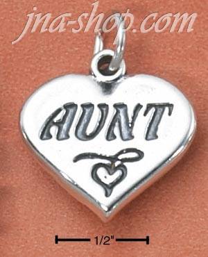 Sterling Silver "AUNT" WITH HEART ON HEART CHARM - Click Image to Close