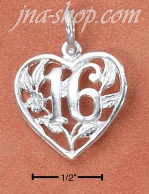 Sterling Silver "16" FILIGREE HEART CHARM - Click Image to Close