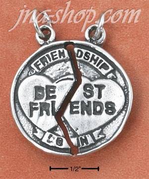 Sterling Silver "FRIENDSHIP/BEST FRIENDS" BROKEN MEDAL CHARM - Click Image to Close