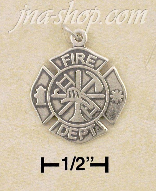 Sterling Silver FIREMAN'S MEDAL CHARM - Click Image to Close