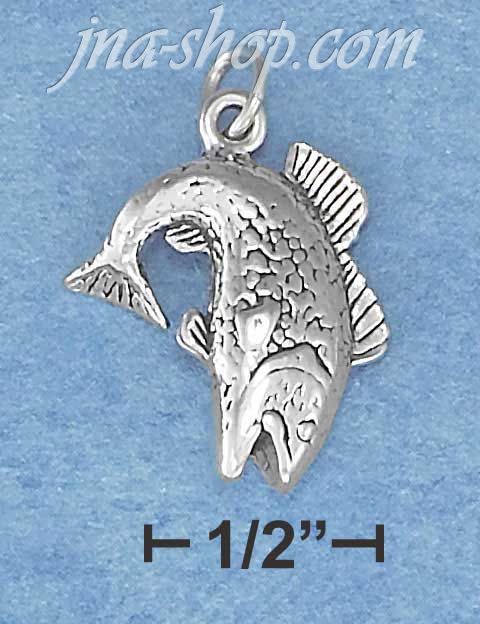 Sterling Silver LARGE MOUTH BASS CHARM - Click Image to Close